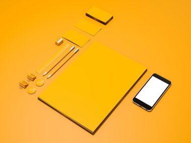 Sarı kurumsal kimlik mockup