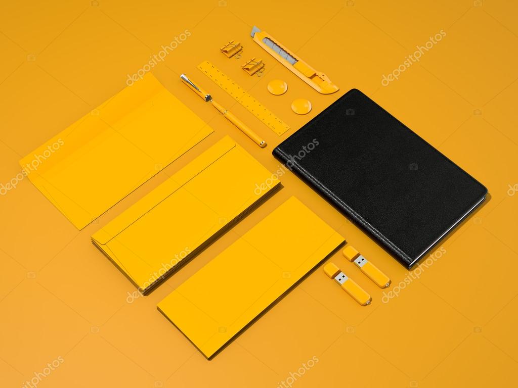 Yellow Corporate identity mockup. High resolution 3d