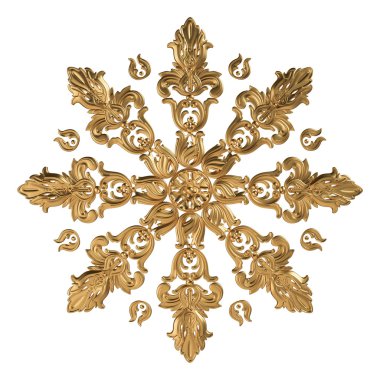 Antik altın süs beyaz bir arka plan üzerinde 3D set