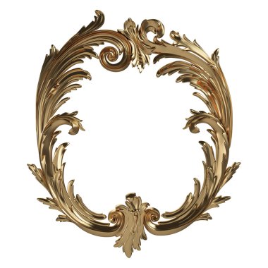 Antik altın süs beyaz bir arka plan üzerinde 3D set