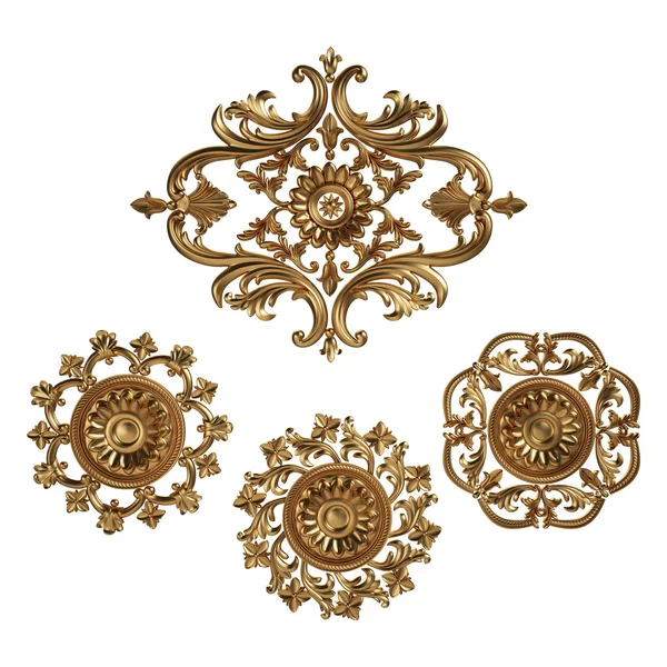 Antik altın süs beyaz bir arka plan üzerinde 3D set