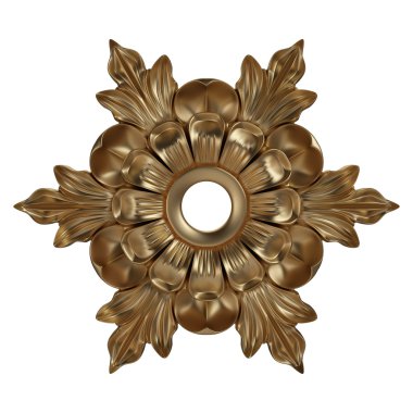 Antik altın süs beyaz bir arka plan üzerinde 3D set