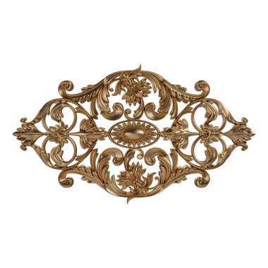 Antik altın süs beyaz bir arka plan üzerinde 3D set