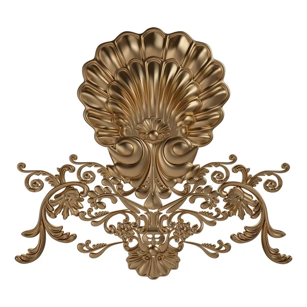 Antik altın süs beyaz bir arka plan üzerinde 3D set