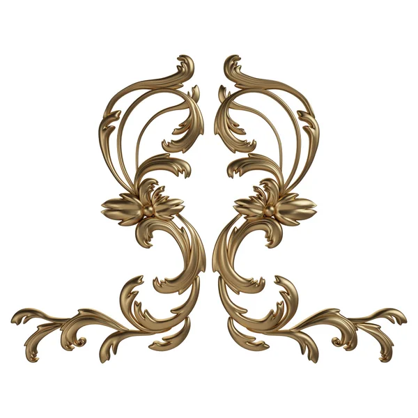 Antik altın süs beyaz bir arka plan üzerinde 3D set