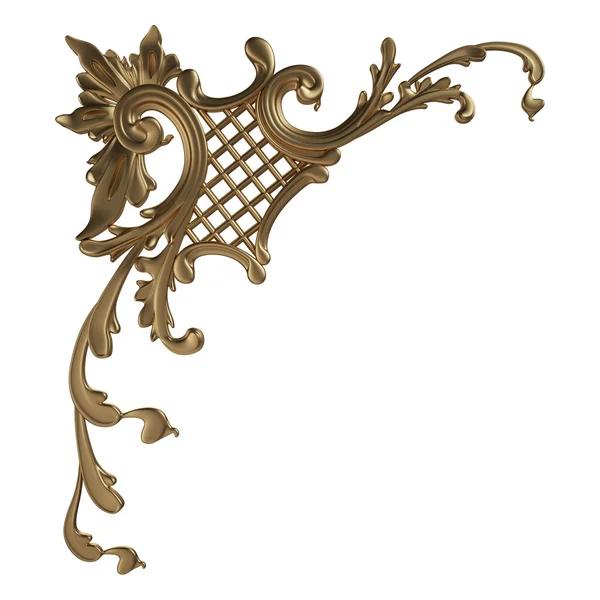 3D-verzameling van een oude gouden ornament op een witte achtergrond — Stockfoto