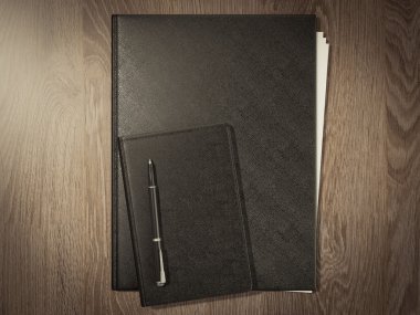 Ahşap doku kağıtlara için klasör