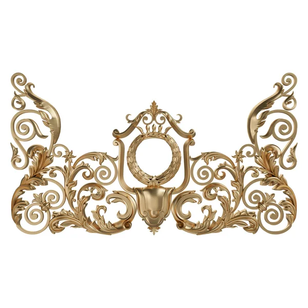 3D-verzameling van een oude gouden ornament op een witte achtergrond — Stockfoto
