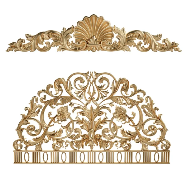 Antik altın süs beyaz bir arka plan üzerinde 3D set