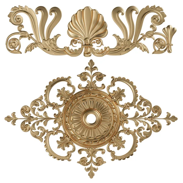 3d набір стародавнього золотого орнаменту на білому тлі — стокове фото