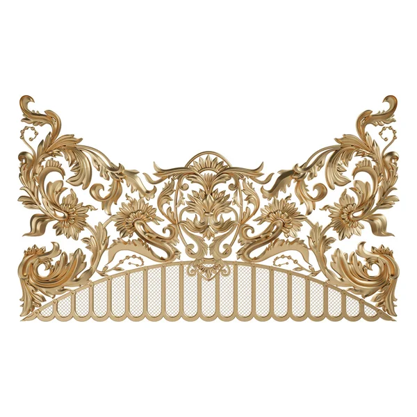 Antik altın süs beyaz bir arka plan üzerinde 3D set