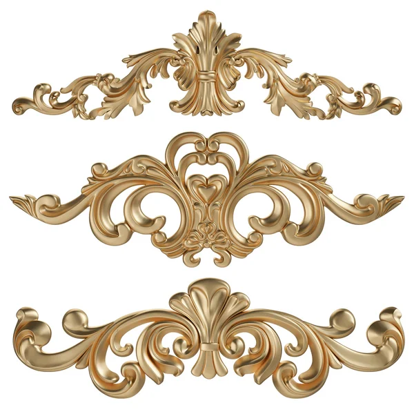 Antik altın süs beyaz bir arka plan üzerinde 3D set