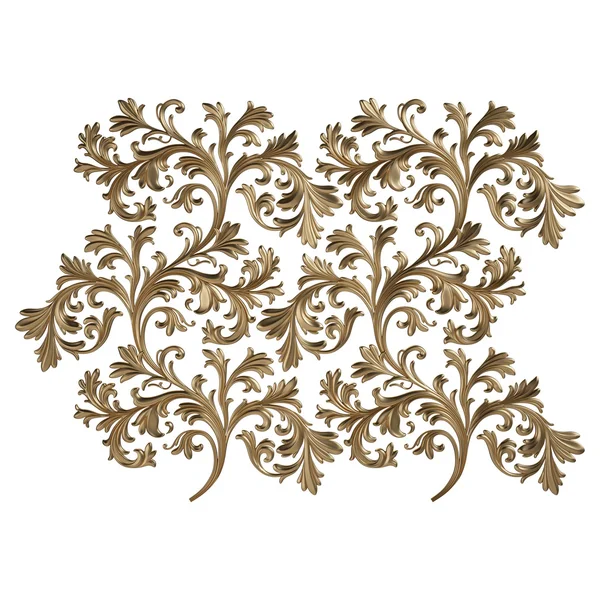 Antik altın süs beyaz bir arka plan üzerinde 3D set