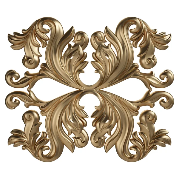 Jogo 3d de um ornamento de ouro antigo em um fundo branco — Fotografia de Stock