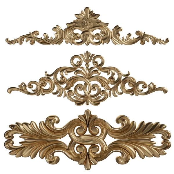 Antik altın süs beyaz bir arka plan üzerinde 3D set