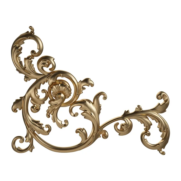 Antik altın süs beyaz bir arka plan üzerinde 3D set