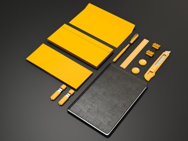 Sarı kurumsal kimliği mockup