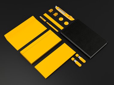 Sarı kurumsal kimliği mockup