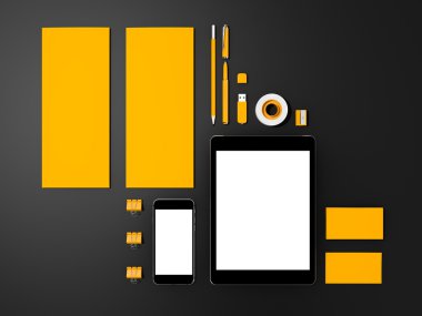 Sarı kurumsal kimliği mockup