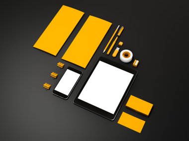 Sarı kurumsal kimliği mockup