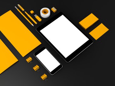 Sarı kurumsal kimliği mockup