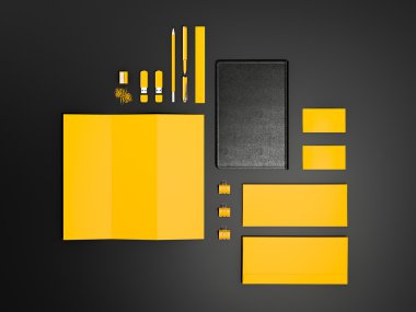 Sarı kurumsal kimliği mockup