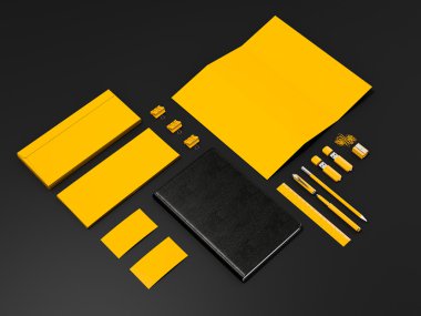 Sarı kurumsal kimliği mockup