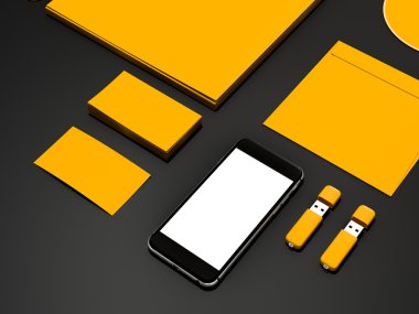 Sarı kurumsal kimliği mockup