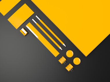 Sarı kurumsal kimliği mockup