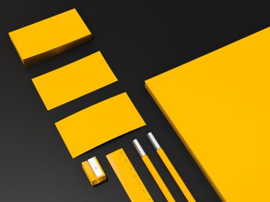 Sarı kurumsal kimliği mockup