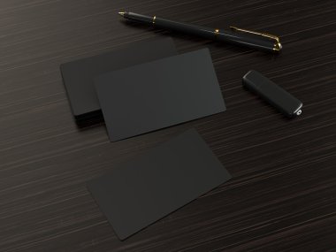 Kartvizit mockup ahşap arka plan üzerinde boş