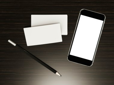 Kartvizit mockup ahşap arka plan üzerinde boş