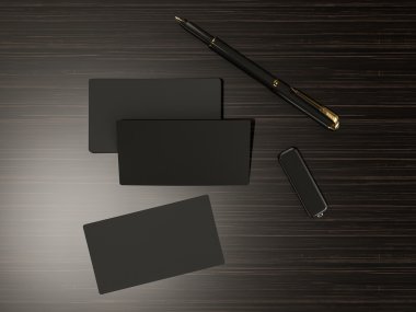 Kartvizit mockup ahşap arka plan üzerinde boş