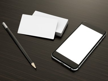 Kartvizit mockup ahşap arka plan üzerinde boş