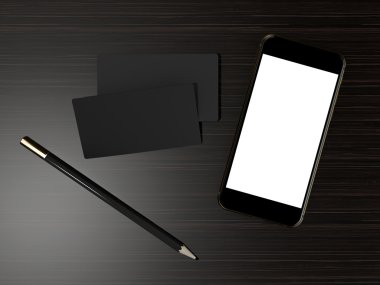 Kartvizit mockup ahşap arka plan üzerinde boş