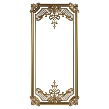 Antik altın süs beyaz bir arka plan üzerinde 3D set