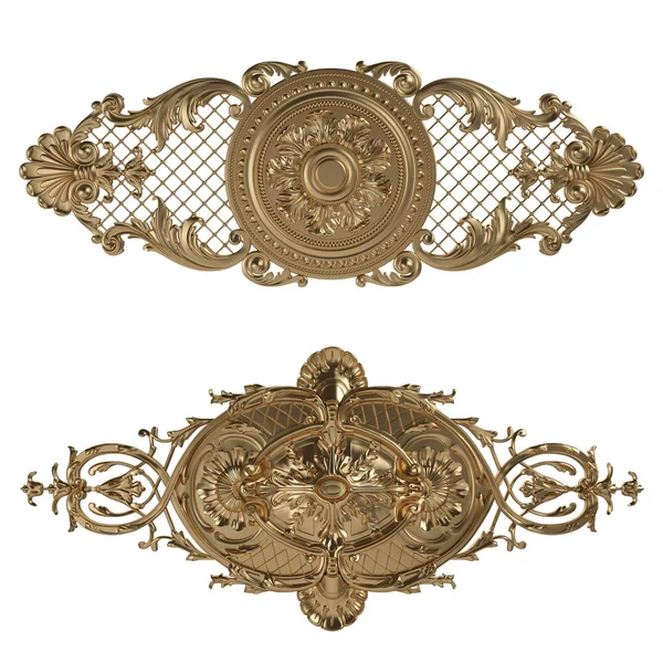 3d conjunto de un antiguo ornamento de oro sobre un fondo blanco —  Fotos de Stock