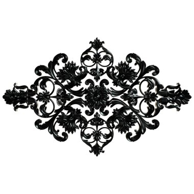 Antik siyah süs beyaz bir arka plan üzerinde 3D set