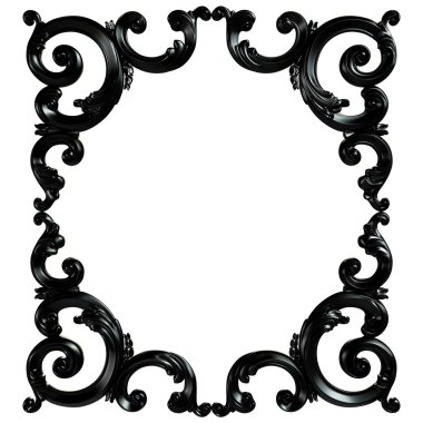 Antik siyah süs beyaz bir arka plan üzerinde 3D set