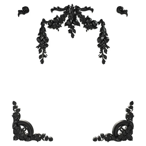 3D σύνολο αρχαία διακοσμητικό μαύρο σε λευκό φόντο — Φωτογραφία Αρχείου