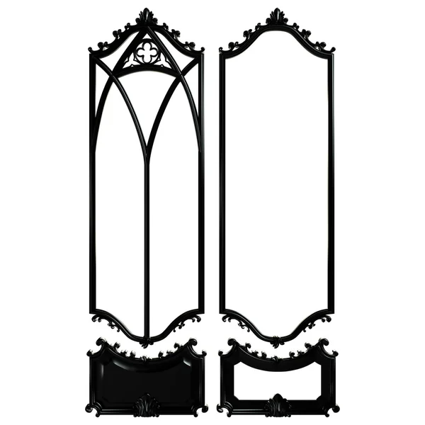 3d conjunto de un antiguo adorno negro sobre un fondo blanco — Foto de Stock