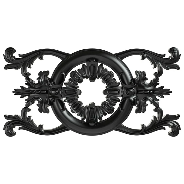 Jogo 3d de um ornamento preto antigo em um fundo branco — Fotografia de Stock