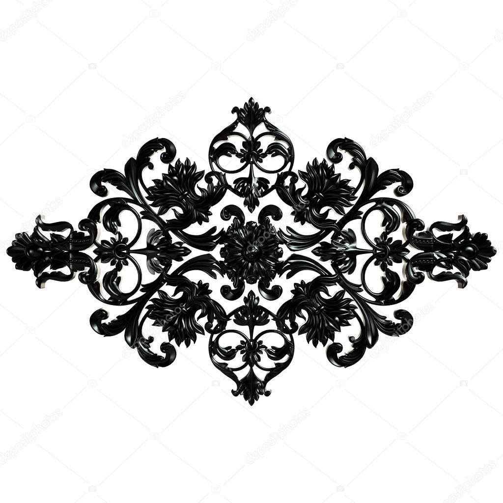 3d set of an ancient black ornament on a white background