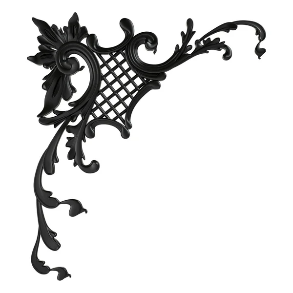 Jogo 3d de um ornamento preto antigo em um fundo branco — Fotografia de Stock