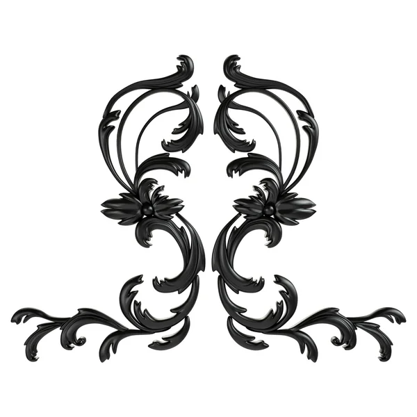 3D набор древнего черного орнамента на белом фоне — стоковое фото