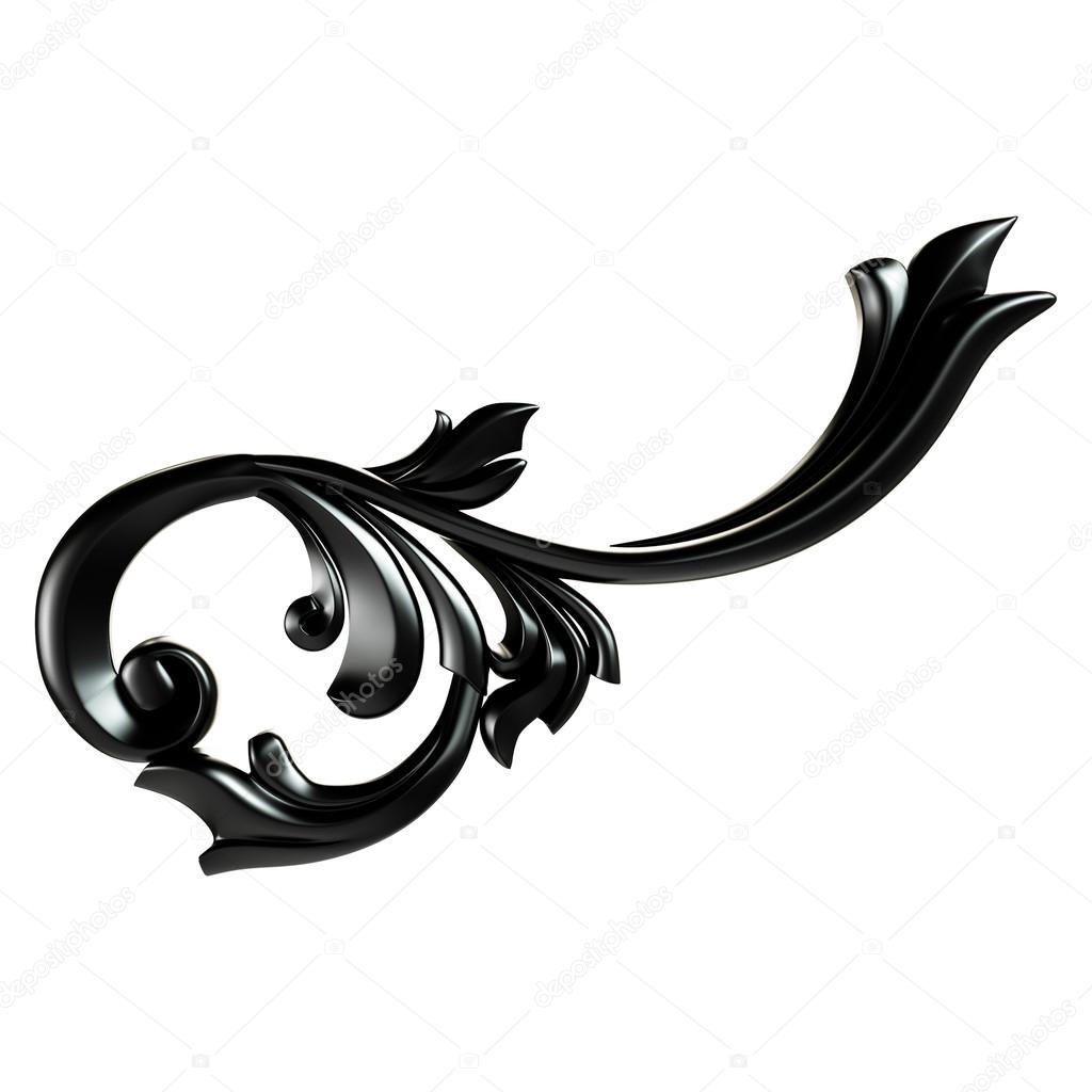 3d set of an ancient black ornament on a white background
