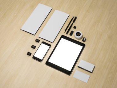 Ahşap arka plan üzerinde örnekler kümesini