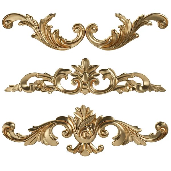 Antik altın süs beyaz bir arka plan üzerinde 3D set