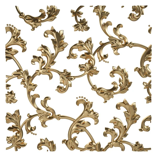 Antik altın süs beyaz bir arka plan üzerinde 3D set