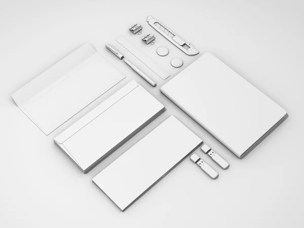 Set med vita prototyper på vit bakgrund — Stockfoto